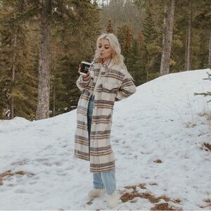 MABLE Oversized Plaid Long Vegan Wool Maxi Coat